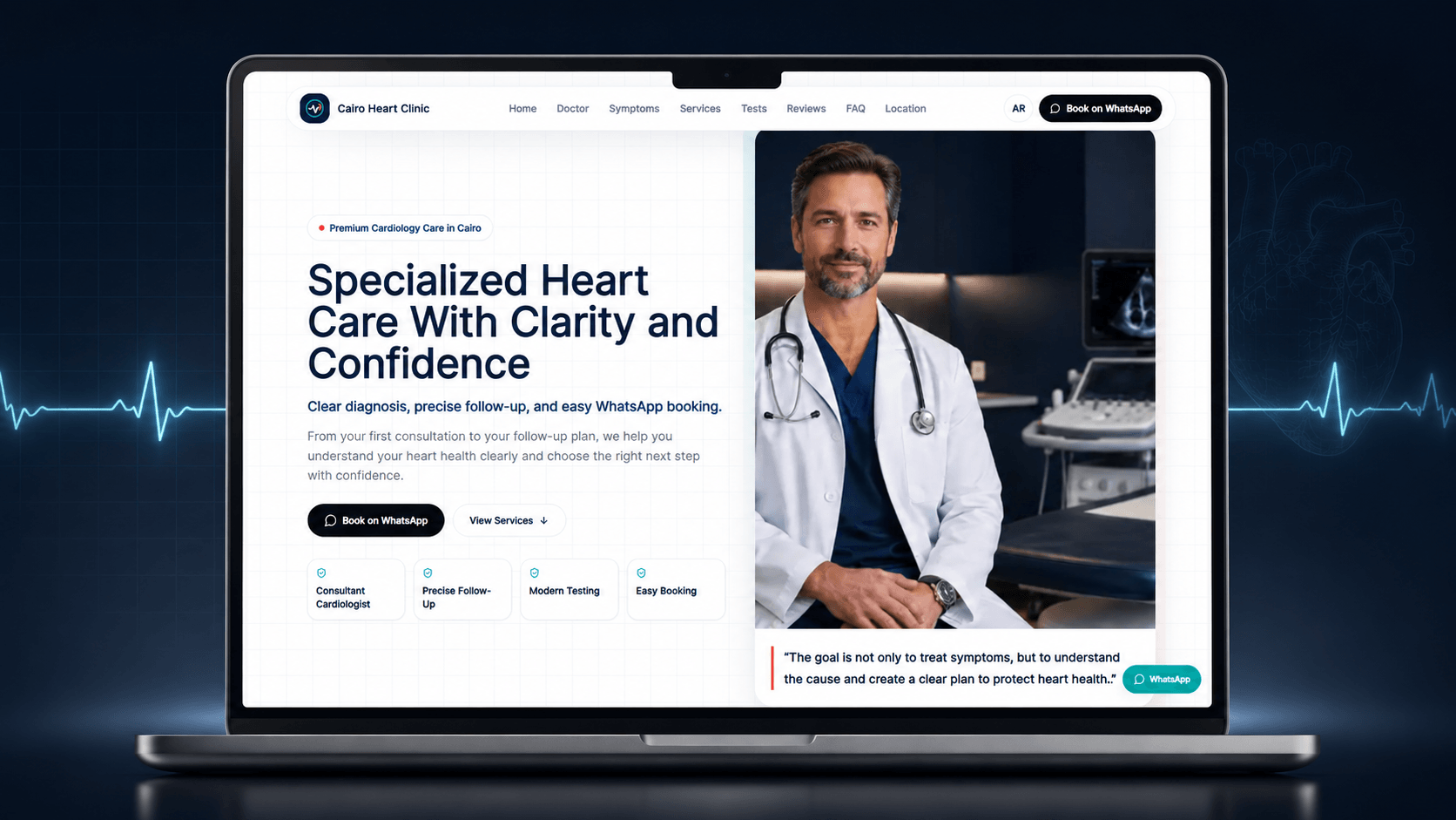 Cairo Heart Clinic desktop website mockup
