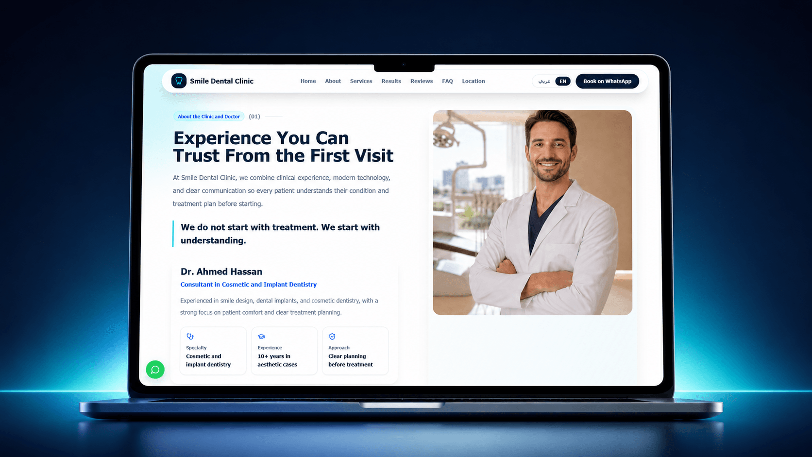 Smile Dental Clinic desktop website sample